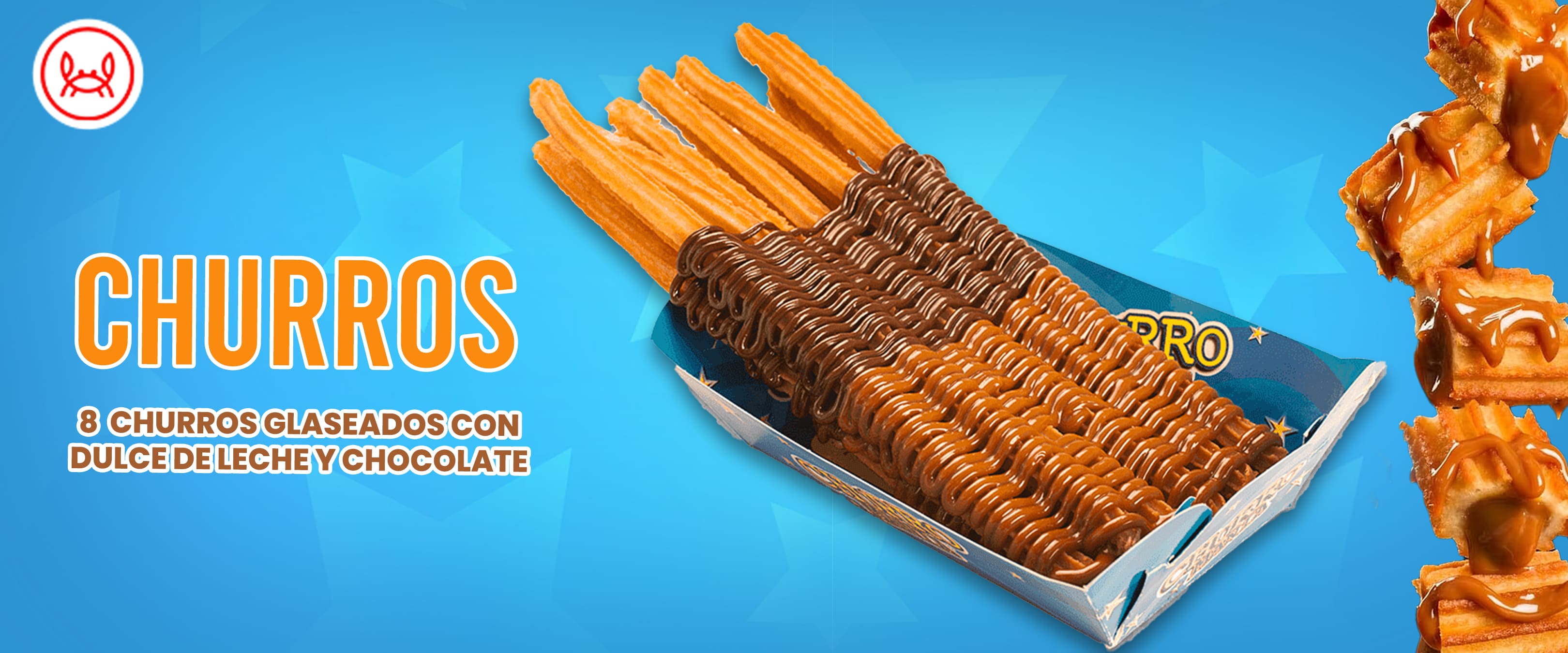 CHURROS  se tardan 15 minutos, en horario ,de 1 a 6 pm . 8 churros con arequipe y chocolate